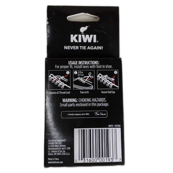 Kiwi Sneaker No-Tie Laces NEW 2 packs  shoelaces White - Picture 3 of 3